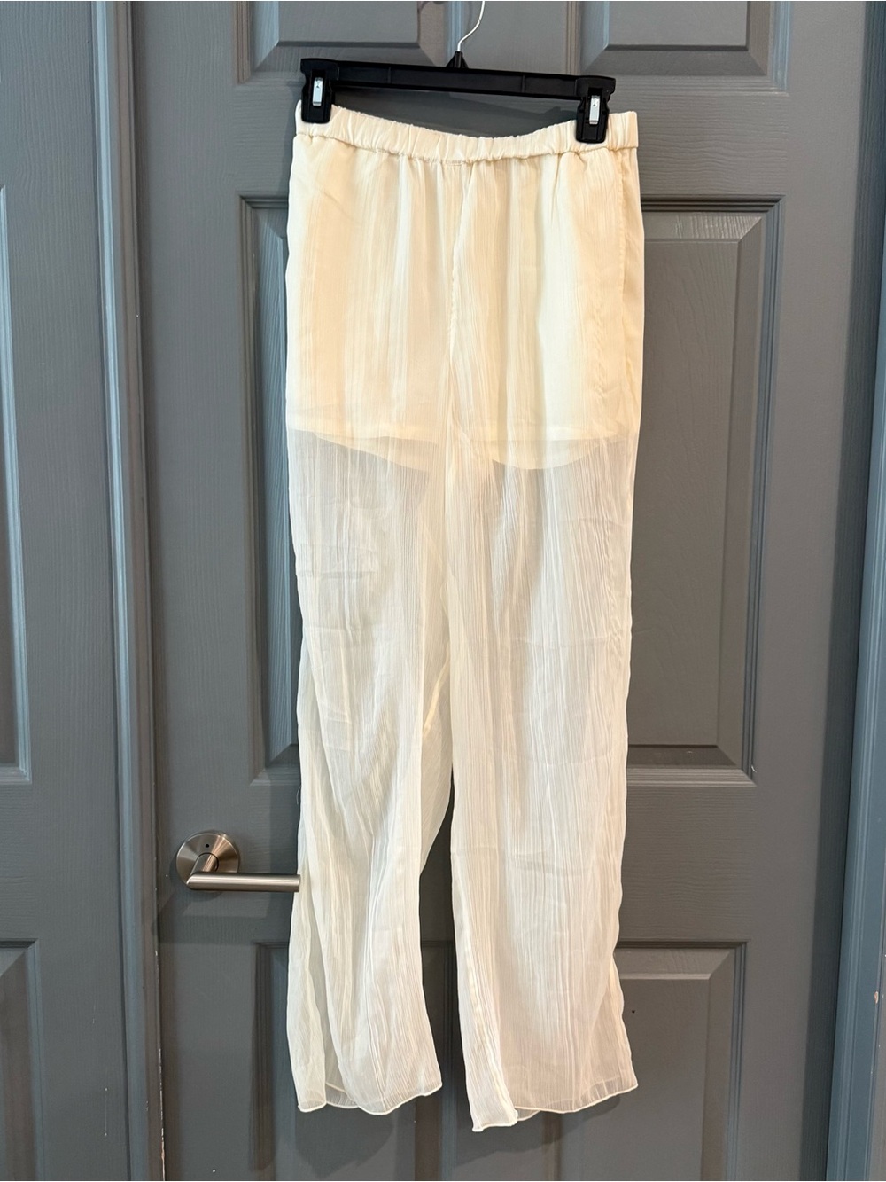 OAK + FORT Ivory Sheer Wide-Leg Pants
